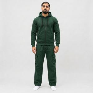 Chándal Deportivo para Hombre, Color Verde, con Capucha, Diseño 2 en 1, Manga Larga, Cierre con Cordón, Bolsillos Laterales, Estilo Casual - Product Image 1