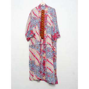 Longue robe kimono en soie florale pour femme, robe de salon bohème, robe longue, kimono vintage, vêtements de nuit en soie, kimono de nuit - Product Image 5