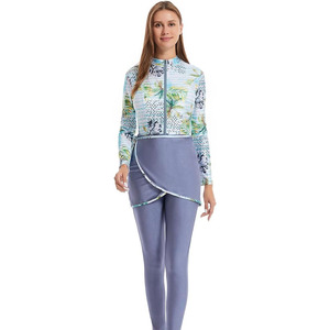 Waterproof 2 Set Burkinis Muslim Swimwear <b>Islamic</b> Swimwear Women Regular Fit Modest Quick Dry Breathable Front <b>Print</b> Swim - Product Image 2