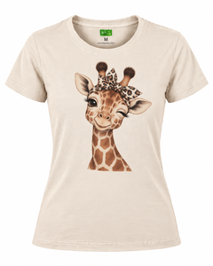 T-shirt décontracté pour femme à manches courtes, coupe ajustée, en jersey de coton et élasthanne, col rond, imprimé numériquement - Product Image 1