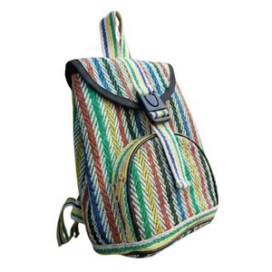 Sac à dos en jute fait main en gros, sac à dos tissé rayé coloré, sac d'école bohème hippie, sac à dos écologique, usine OEM - Product Image 3