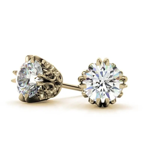 Classic VVS Moissanite Round Cut <b>Stud</b> Earrings for Women IGI Certified Gold Plated S925 <b>Silver</b> Moissanite Diamond Earrings - Product Image 1
