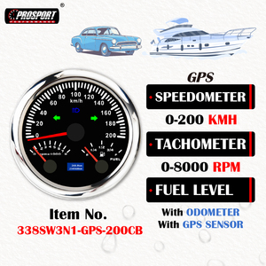 Nouveau Compteur de Vitesse Électrique 3-en-1 7 Couleurs en Acier Inoxydable 316 de 85mm (3-3/8 po) 200KMH avec Tachymètre et Jauge de Carburant 12/24V Cadran Noir IP67 - Product Image 3