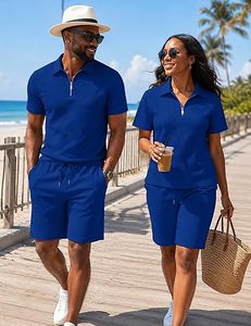 Men Summer <b>Knitted</b> Embroidered 100% Cotton Quick Dry Short Sleeve Custom Logo Joggers Suits <b>Set</b> Shirt and Short <b>Set</b> - Product Image 4