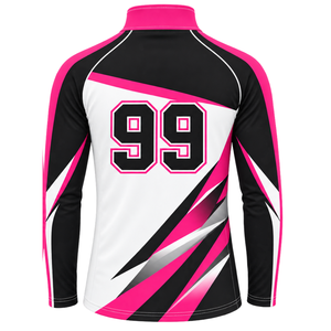 เสื้อแจ็คเก็ตสปอร์ตสีชมพูร้อนแรง แขนยาว คอซิป 1/4 สีดำ เสื้อออกกำลังกายสำหรับฝึกซ้อม ทีมกีฬา เสื้อวิ่ง เสื้อผ้ากีฬาสำหรับออกกำลังกาย - Product Image 2
