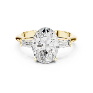 Anillo de Compromiso de Lujo en Oro de 14K con Diamante Cultivado en Laboratorio Certificado por IGI de 3CT E VS1 Corte Ovalado y Corte Baguette Lateral para Aniversario o Boda - Product Image 1