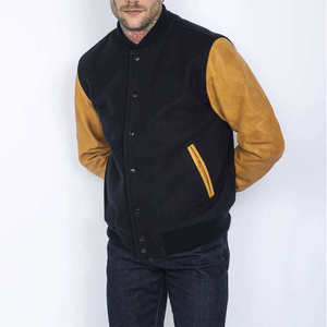 High Quality Thin Canvas Varsity <b>Jackets</b> Custom Stand <b>Collar</b> Embroidered Logo Winter Letterman <b>Jacket</b> - Product Image 1