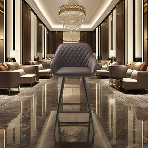 Taburete de Bar Moderno de Lujo en Acero y Cuero para Hogar, Bar, Sala de Estar, Hotel, Comedor - Grado Comercial para Exteriores, Sótano, Dormitorio, Taller - Product Image 1