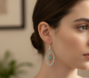 Pendientes Colgantes Marquise Hechos a Mano de Plata de Ley 925 con Labradorita Natural, Marco de Cuentas, Joyería Boho, Regalo para Mujer, Hermana - Product Image 2