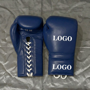 Factory Manufacture Custom Logo Boxing <b>Gloves</b> Lace Up Genuine Leather Professional Kickboxing Training Boxing <b>Gloves</b> For Adults - Product Image 1