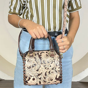 2026 New Arrival Luxury Western Floral Handcrfated Genuine Cow Leather Speedy Bag for Women's Designer Crossbody Travel Bags - Product Image 5