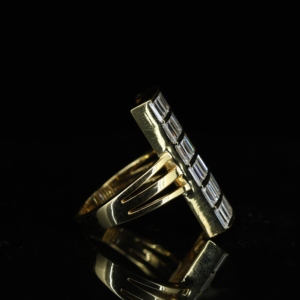 Women's Baguette Cut Moissanite Iced <b>Ring</b> Bold Hip Hop Square <b>Statement</b> Band Solid Silver Nickel-Free Lead-Free Claw Setting - Product Image 5