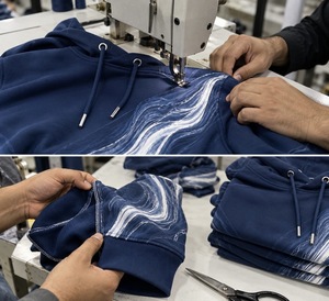 Men's Hooded <b>Sweatshirt</b> <b>Navy</b> Blue Abstract Print Breathable Regular Fit Casual Style Hoodie For Men's - Product Image 5
