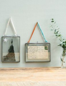 Home Decor Glass & Metal Hanging Photo <b>Frame</b> for Wall Decoration With Hanging Chain, with 2 Sides Glass Customized <b>Frames</b> - Product Image 2