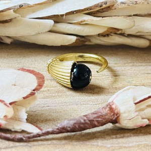 New Arrival Black Onyx Horn <b>Ring</b> Gold Plated Brass <b>Ring</b> Tribal Statement <b>Open</b> <b>Ring</b> Minimal Wholesale <b>Ring</b> For Women - Product Image 5