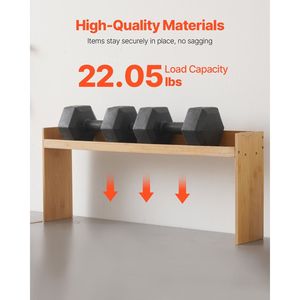 Kitchen Organizer 32.6x13in Bamboo Spice <b>Rack</b> with 6 Hooks Over the Stove Spice <b>Shelf</b> - Product Image 3