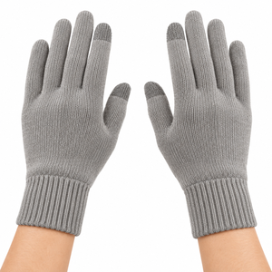 Guantes de Invierno Personalizados con Pantalla Táctil, Tejidos, Grises, con Puño Acanalado y Parche Personalizado para Uso Diario - Product Image 1