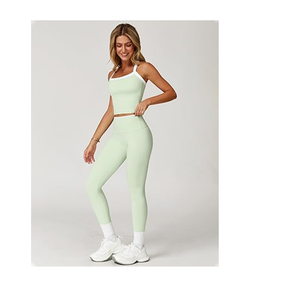 Conjuntos Deportivos de 2 Piezas para Mujer, Top Corto con Espalda Cruzada Acolchada, Leggings Deportivos de Cintura Alta con Control de Abdomen, Conjuntos de Yoga - Product Image 6