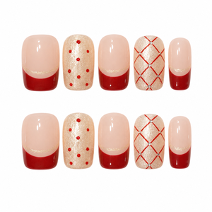 Escalera de dedo corta Translúcido Desnudo Emparejado Oro Brillo Elegancia francesa Festivo Glam Dulce Estilo japonés Invierno parisino - Product Image 1