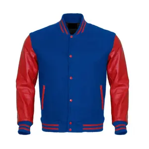 Chaquetas de Motocicleta con Parches Bordados con Logotipo Personalizado, Chaqueta Varsity con Capucha y Cuello Estilo Letterman Clásico para Hombre, en Tela de Lana - Product Image 1