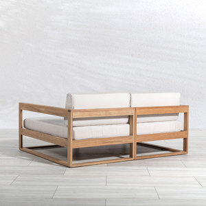 Chaise longue d'extérieur en teck de qualité commerciale, écologique, résistante aux UV, avec siège en toile et coussins, pour projets hôteliers - Product Image 4
