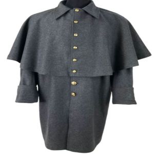 Abrigo de Lana 100% para Hombre, Impermeable, con Botones al Frente, Cuello Vuelto, Reproducción del Abrigo Confederado, Color Gris Carbón - Product Image 6