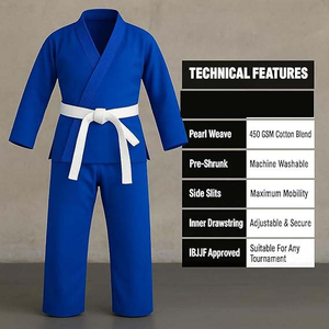 Uniforme de Judo Unisex Resistente, Ligero, de Tejido de Algodón Perla, Transpirable, de Secado Rápido, para Artes Marciales, con Logotipo Personalizado - Product Image 2