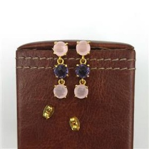 Pendientes colgantes de gemas redondas de rubí y amatista teñidos al por mayor, pendientes de gemas al por mayor con diseño moderno - Product Image 1