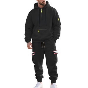 Custom Men Hoodie Tracksuit <b>Set</b> Casual Fleece Jogger Suit Streetwear Sweatshirt & Cargo Pants Two Piece Outfit - Product Image 4