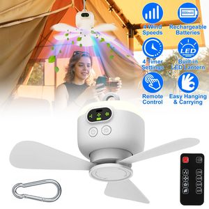 Lanterna LED Portatile 2-in-1 e Ventilatore da Tenda, Alimentato da Batteria 8000mAh, 4 Velocità e 4 Timer, Display Digitale, Moschettone per Campeggio - Product Image 1