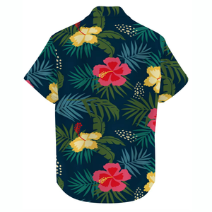 Nouvelle chemise d'été pour homme style hawaïen à col montant, respirante, en sergé, à manches courtes, boutonnée, décontractée, imprimée numériquement à motifs géométriques, pour la plage - Product Image 2