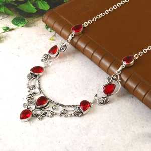 NIKHIL GEMS Élégant Pendentif Fait Main en Grenat Rouge, Argent Sterling 925 Plaqué Or, Collier Vintage Certifié par un Expert, Naturel - Product Image 6
