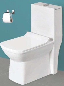 Inodoro de una pieza con sifón en S de 225 mm y dimensiones de 660x348x748 mm, descarga por arrastre, diseño sin borde. - Product Image 3