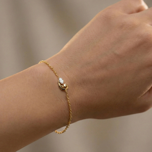 Pulsera de Cadena con Diamantes en Forma de Pera, Chapada en Oro de 10K, Estilo Clásico para Mujer, Joyería de Compromiso - Product Image 1