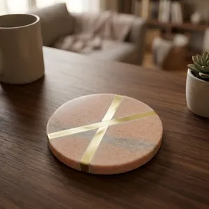 High Demand Round <b>Marble</b> <b>Coasters</b> Set Natural Stone Drink <b>Coasters</b> Heat Resistant Waterproof Table Protection for Daily Use - Product Image 2