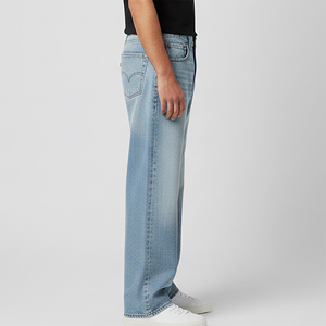 Wholesale Affordable Price Streetwear Vintage Washed Heavyweight Jeans <b>Pants</b> Light Blue Stone Washed Elastic Waist Denim <b>Pants</b> - Product Image 2