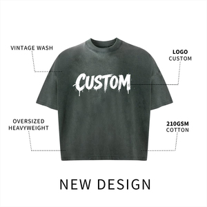 Custom Oversized Short Sleeve T-Shirt <b>Men's</b> Street Style Dripping Print Jersey Cotton O-Neck Front Logo - Product Image 2