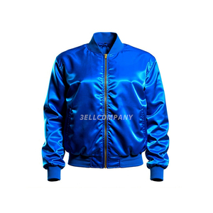 Chaqueta Varsity Roja de Satén Personalizada para Hombre, Chaqueta Bomber Informal de Color Sólido, Corte Regular - Product Image 6