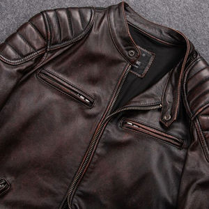 Chaqueta de Invierno de Cuero Genuino de Oveja/Vaca de Primera Calidad para Hombre, Chaqueta de Cuero con Cuello Clásico para Hombre - Product Image 5