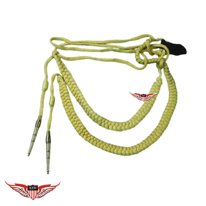 Aiguillette de hombro trenzada dorada para desfile, estilo alemán, con punta metálica - Product Image 1