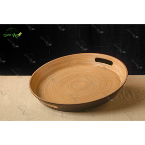 Bandeja decorativa de bambú hilado ecológica ligera hecha en Vietnam para cocina casera - Product Image 1