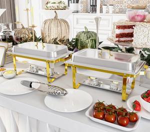 Elegante juego de buffet de acero inoxidable, calentador de alimentos, juego de catering de 2 piezas al mejor precio - Product Image 2