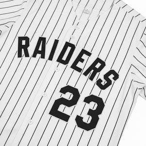 Custom White Solid Baseball Jersey Raiders Style <b>Button</b>-Up V-neck <b>Half</b> Sleeve Mesh Sports <b>Shirt</b> Number Print Breathable - Product Image 4