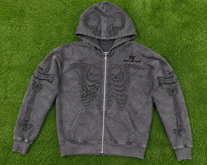 Sudadera con Capucha y Cremallera para Hombre BALSTAR, Diseño Gótico con Estampado de Calavera, Felpa Francesa, Corte Regular, para Otoño - Product Image 6