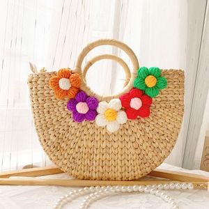 Elegant Handmade Eco-Friendly Water Hyacinth Purse with Beading and Floral Accent Perfect Boho Bag for Summer & Travel - Product Image 4