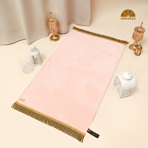 Tapis de prière islamique pour adultes, couleur pêche, grand, doux, en fausse fourrure, mousse, simili cuir, antidérapant, portable, décoratif, lavable en machine - Product Image 6