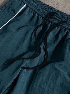 Pantalon de survêtement en coton vert sarcelle pour homme, taille élastique, bande latérale, décontracté, léger, tissé, respirant, pour l'été - Product Image 2