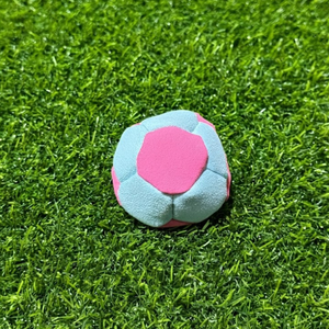 OEM 12 Panel Footbag Multi Color Synthetic Suede <b>Hacky</b> <b>Sack</b> ball Pink and Light Blue Dual Tone Sand Filled ball for foot skills - Product Image 3