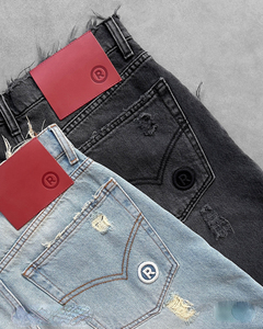 Shorts en jean tricoté respirant noir et gris pour homme, coupe oversize, style streetwear, décontracté, ample, écologique, séchage rapide, été - Product Image 5