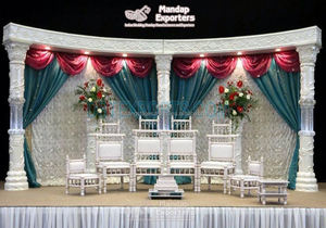 Mandap Maharaja pour la décoration de cérémonies indiennes, grand mandap blanc et doré, décoration Haveli, grand mandap de mariage sud-asien, Mandap Maharaja Royaume-Uni - Product Image 2